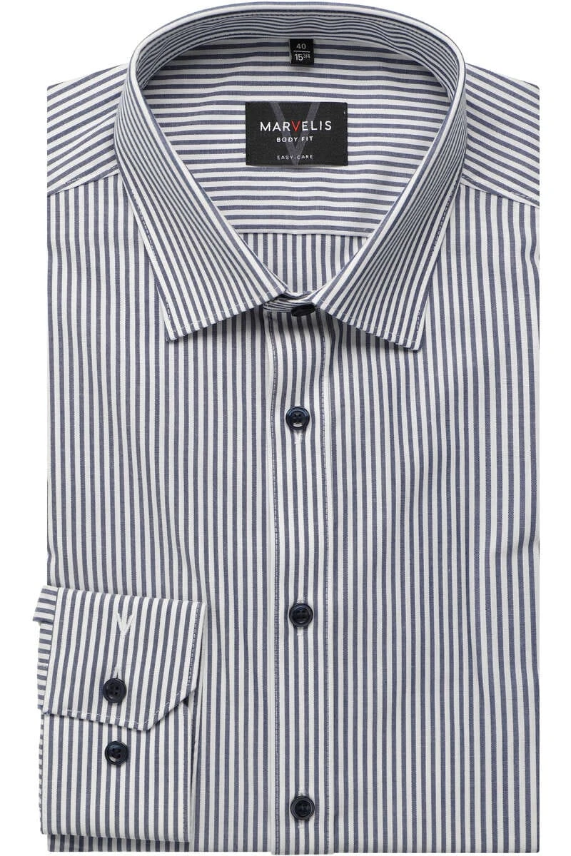 Marvelis Body Fit Hemd Marine/weiss, Gestreift 1 Marvelis Body Fit Hemd Marine/weiss, Gestreift