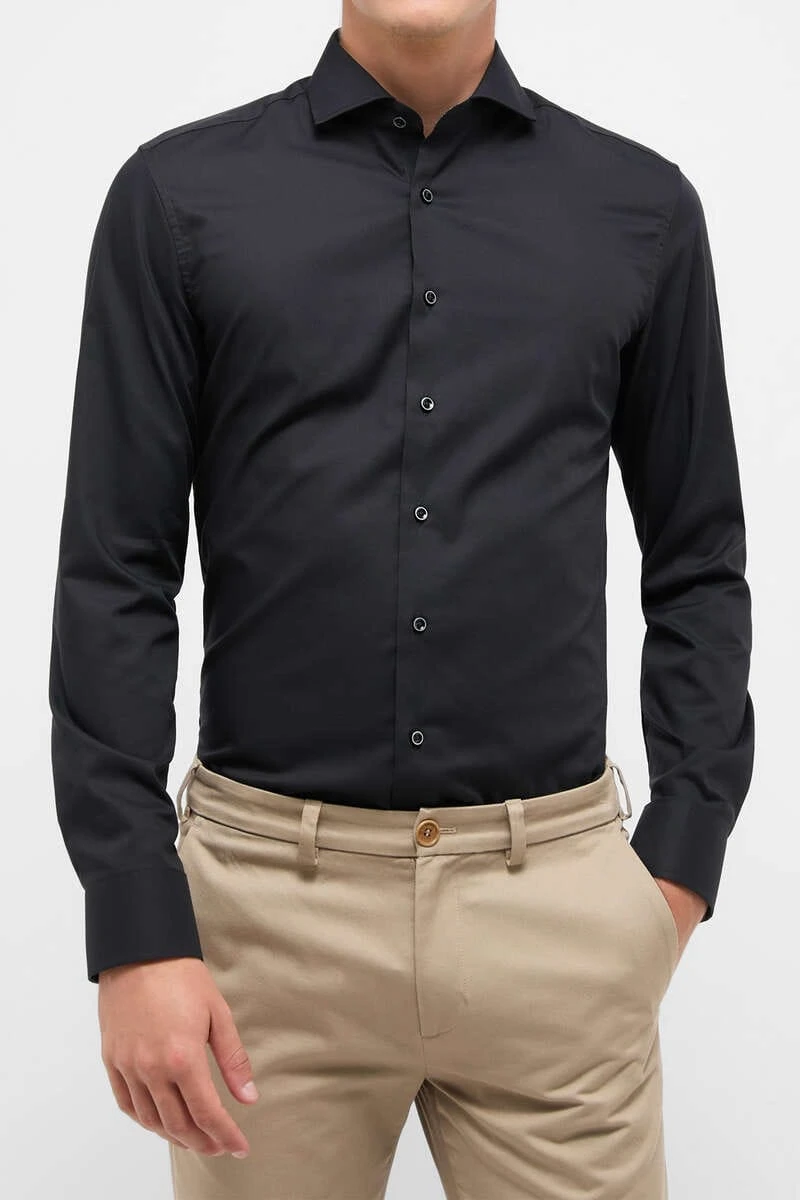 ETERNA Slim Fit Hemd Anthrazit, Einfarbig 5 ETERNA Slim Fit Hemd Anthrazit, Einfarbig – Bild 5