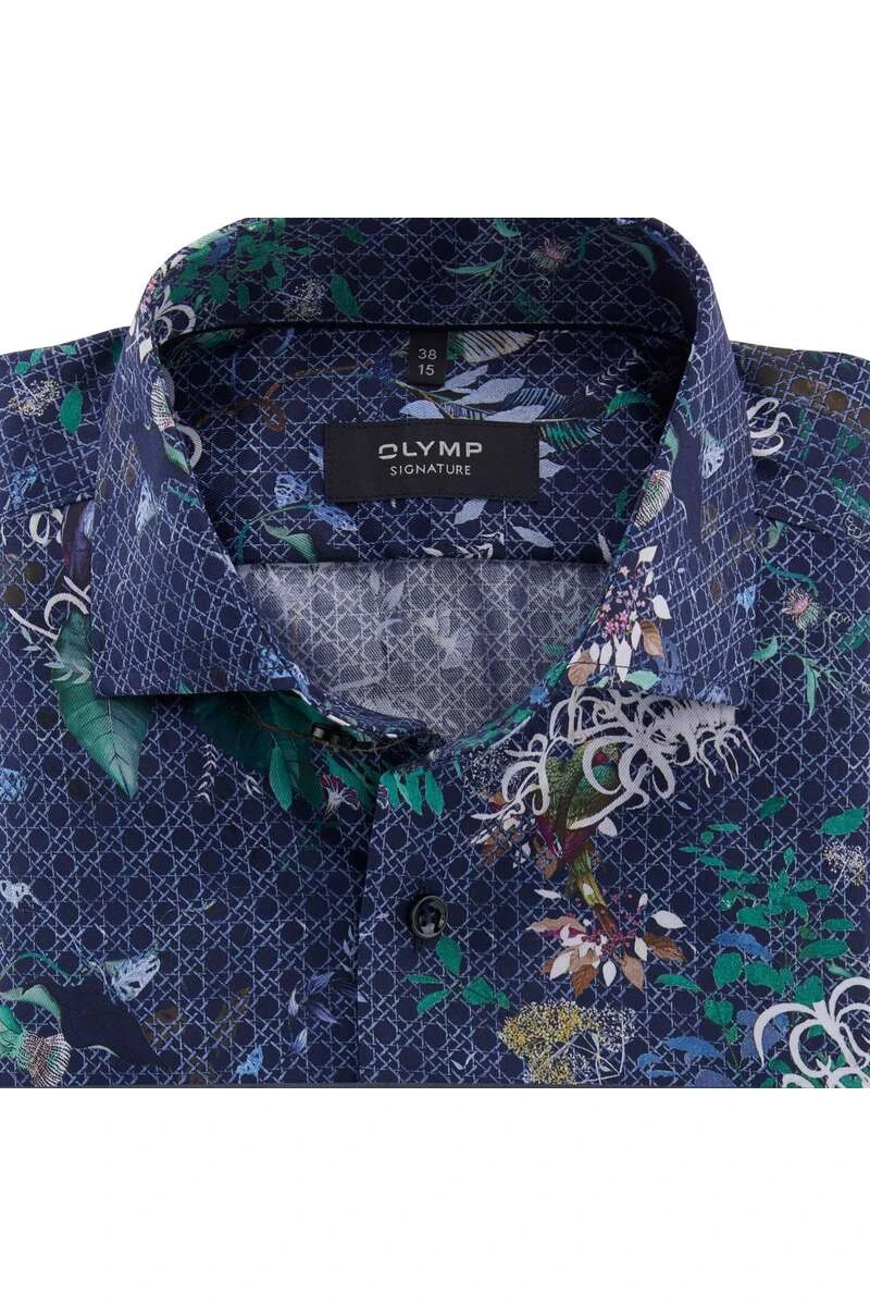 OLYMP SIGNATURE Tailored Fit Hemd Dunkelblau/grün, Gemustert 2 OLYMP SIGNATURE Tailored Fit Hemd Dunkelblau/grün, Gemustert – Bild 2