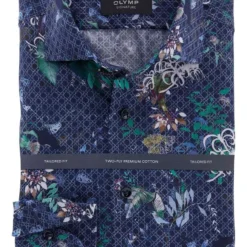 OLYMP SIGNATURE Tailored Fit Hemd Dunkelblau/grün, Gemustert