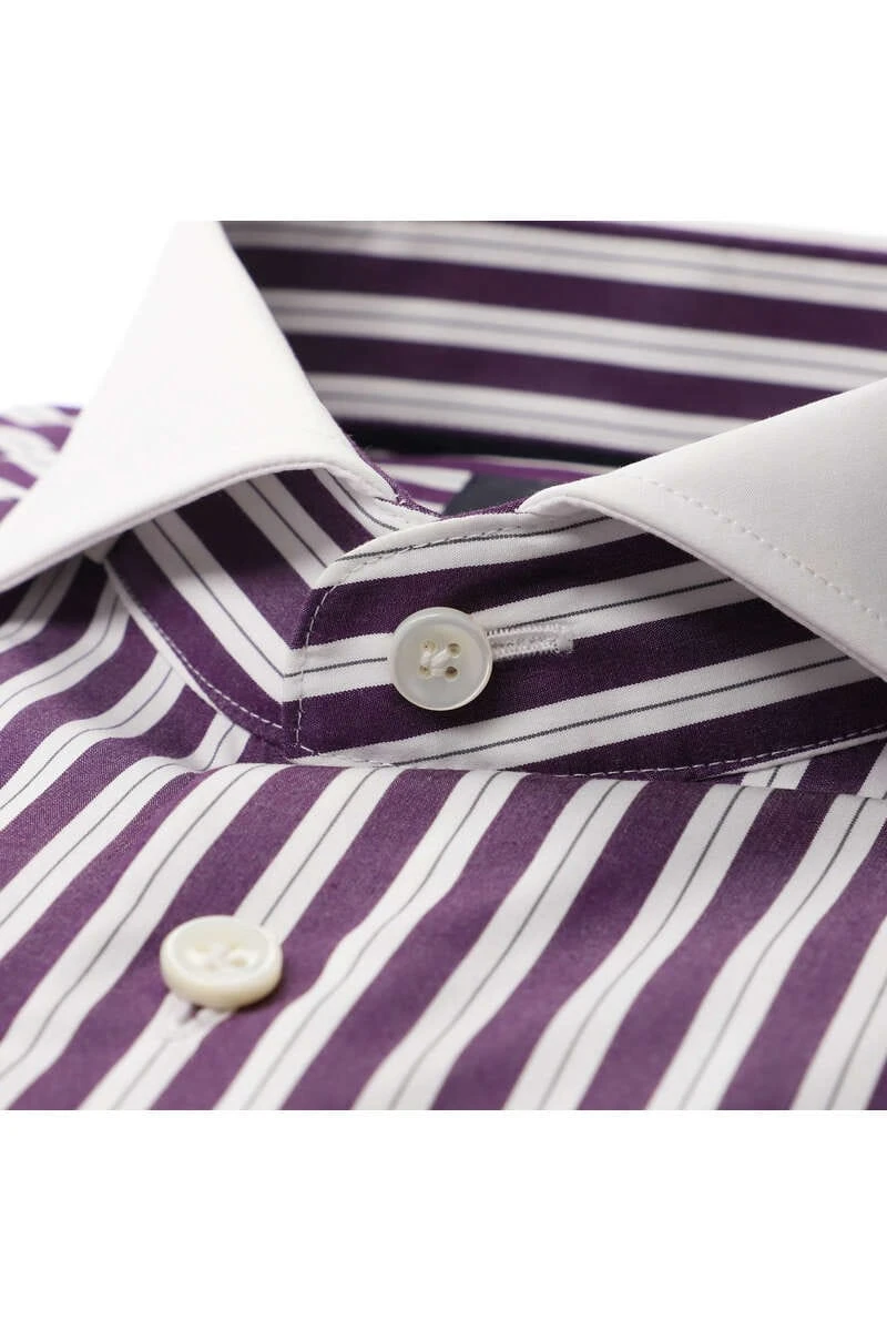 OLYMP SIGNATURE Tailored Fit Hemd Aubergine/weiss, Gestreift 2 OLYMP SIGNATURE Tailored Fit Hemd Aubergine/weiss, Gestreift – Bild 2