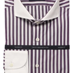 OLYMP SIGNATURE Tailored Fit Hemd Aubergine/weiss, Gestreift