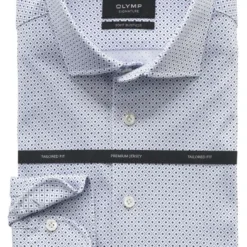 OLYMP SIGNATURE Soft Business Tailored Fit Jerseyhemd Bleu, Gemustert