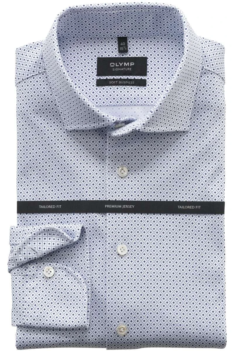 OLYMP SIGNATURE Soft Business Tailored Fit Jerseyhemd Bleu, Gemustert 1 OLYMP SIGNATURE Soft Business Tailored Fit Jerseyhemd Bleu, Gemustert