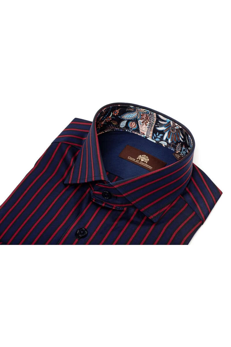 Circle Of Gentlemen Slim Fit Hemd Navy, Gestreift 3 Circle Of Gentlemen Slim Fit Hemd Navy, Gestreift – Bild 3