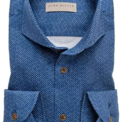 John Miller Slim Fit Hemd Blau, Hahnentritt