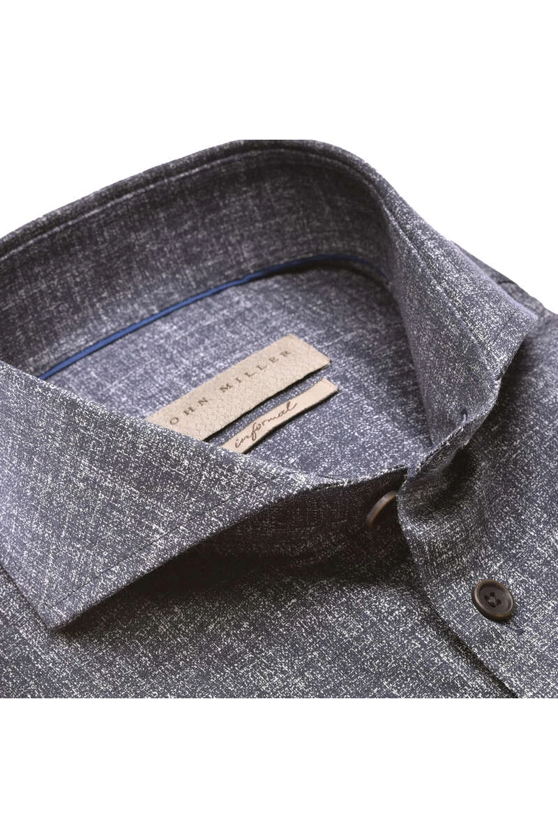 John Miller Slim Fit Hemd Dunkelblau, Gemustert 2 John Miller Slim Fit Hemd Dunkelblau, Gemustert – Bild 2