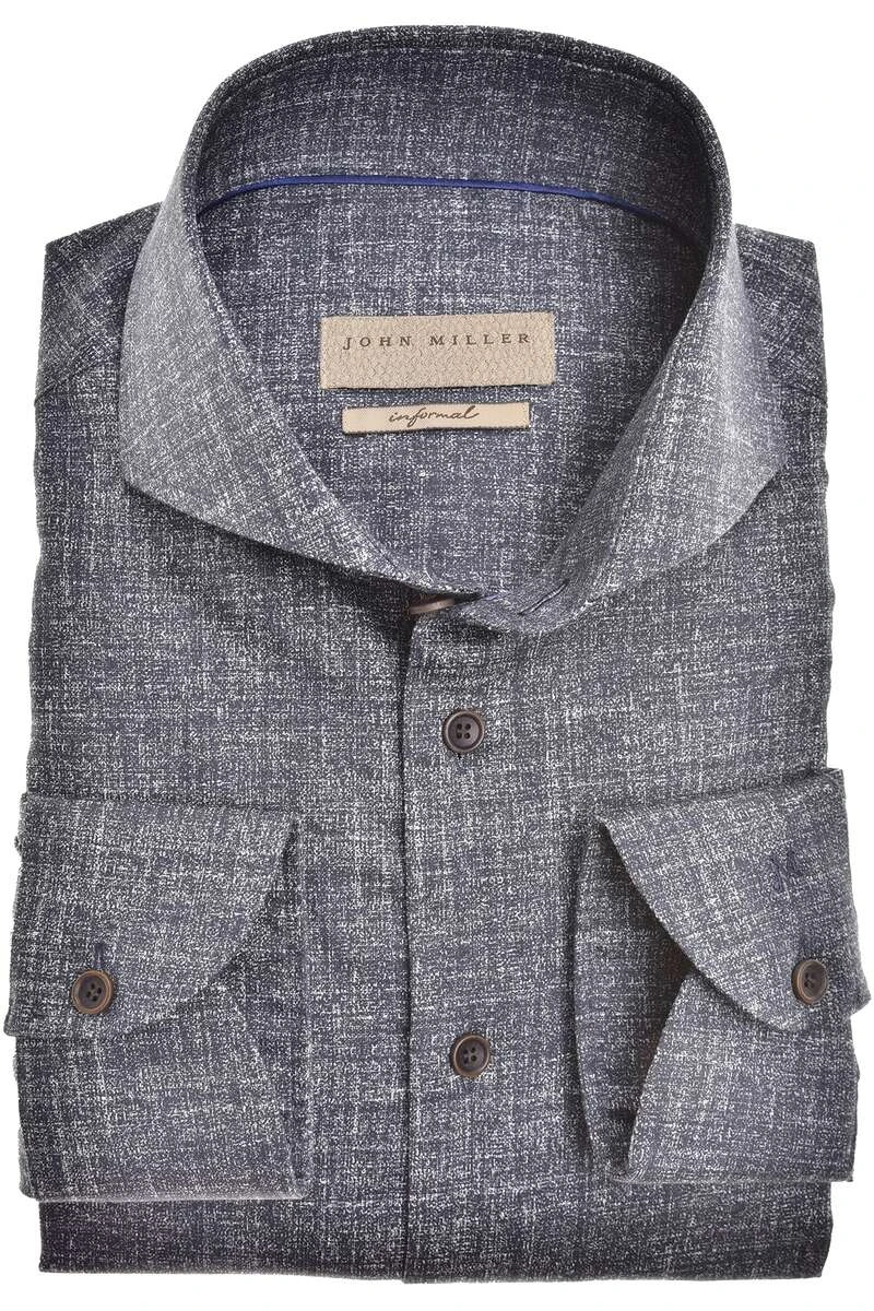 John Miller Slim Fit Hemd Dunkelblau, Gemustert 1 John Miller Slim Fit Hemd Dunkelblau, Gemustert