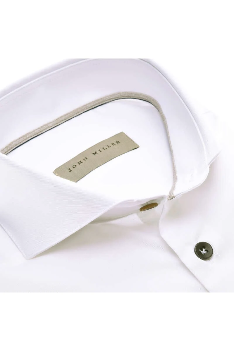 John Miller Tailored Fit Hemd Weiss, Einfarbig 2 John Miller Tailored Fit Hemd Weiss, Einfarbig – Bild 2