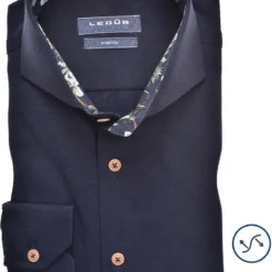 Ledȗb Slim Fit Hemd Marine, Einfarbig