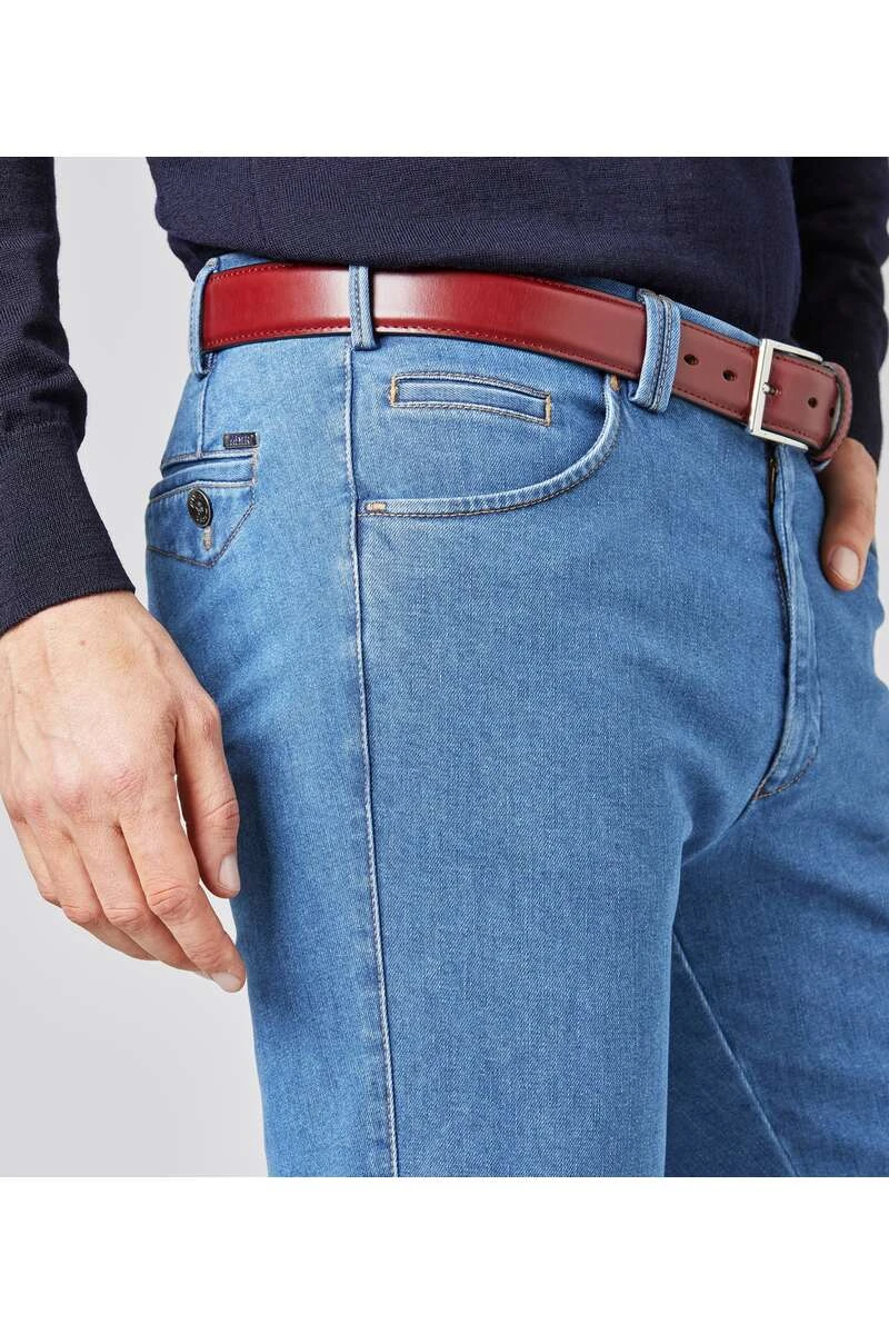 Meyer Slim Fit Five-Pocket Herren Jeans Blau 4 Meyer Slim Fit Five-Pocket Herren Jeans Blau – Bild 4