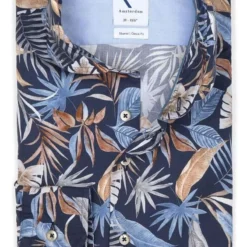 R2 Amsterdam Modern Fit Hemd Navy, Gemustert