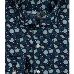 Thomas Maine Tailored Fit Hemd Navy, Gemustert