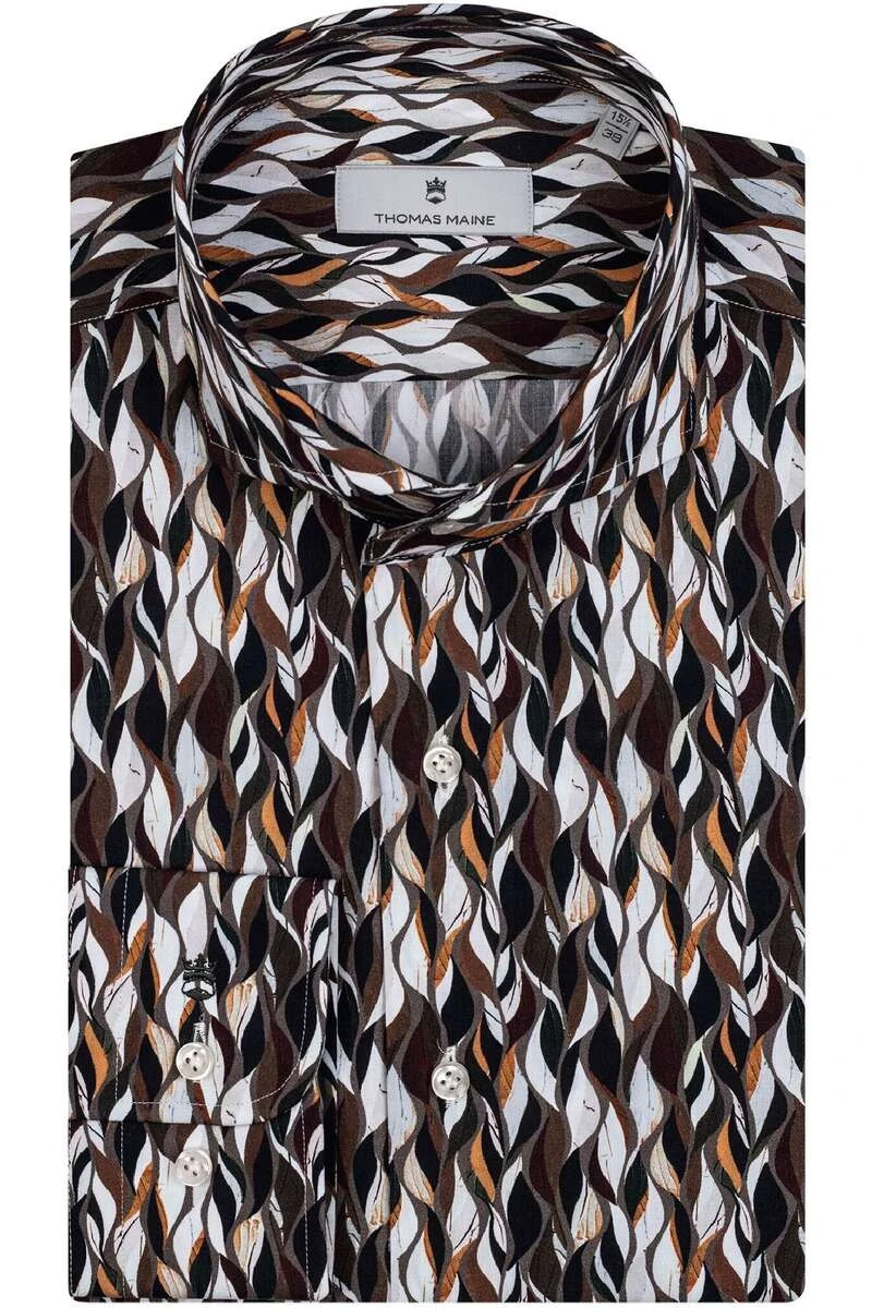 Thomas Maine Tailored Fit Hemd Braun/schwarz, Gemustert 1 Thomas Maine Tailored Fit Hemd Braun/schwarz, Gemustert